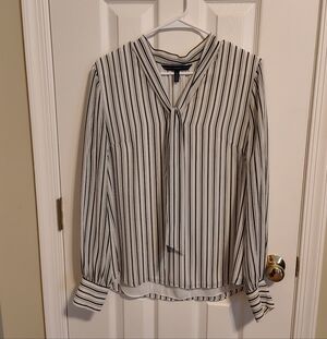 White House Black Market Lined Blouse. Black And White Stripe. Sz 10.